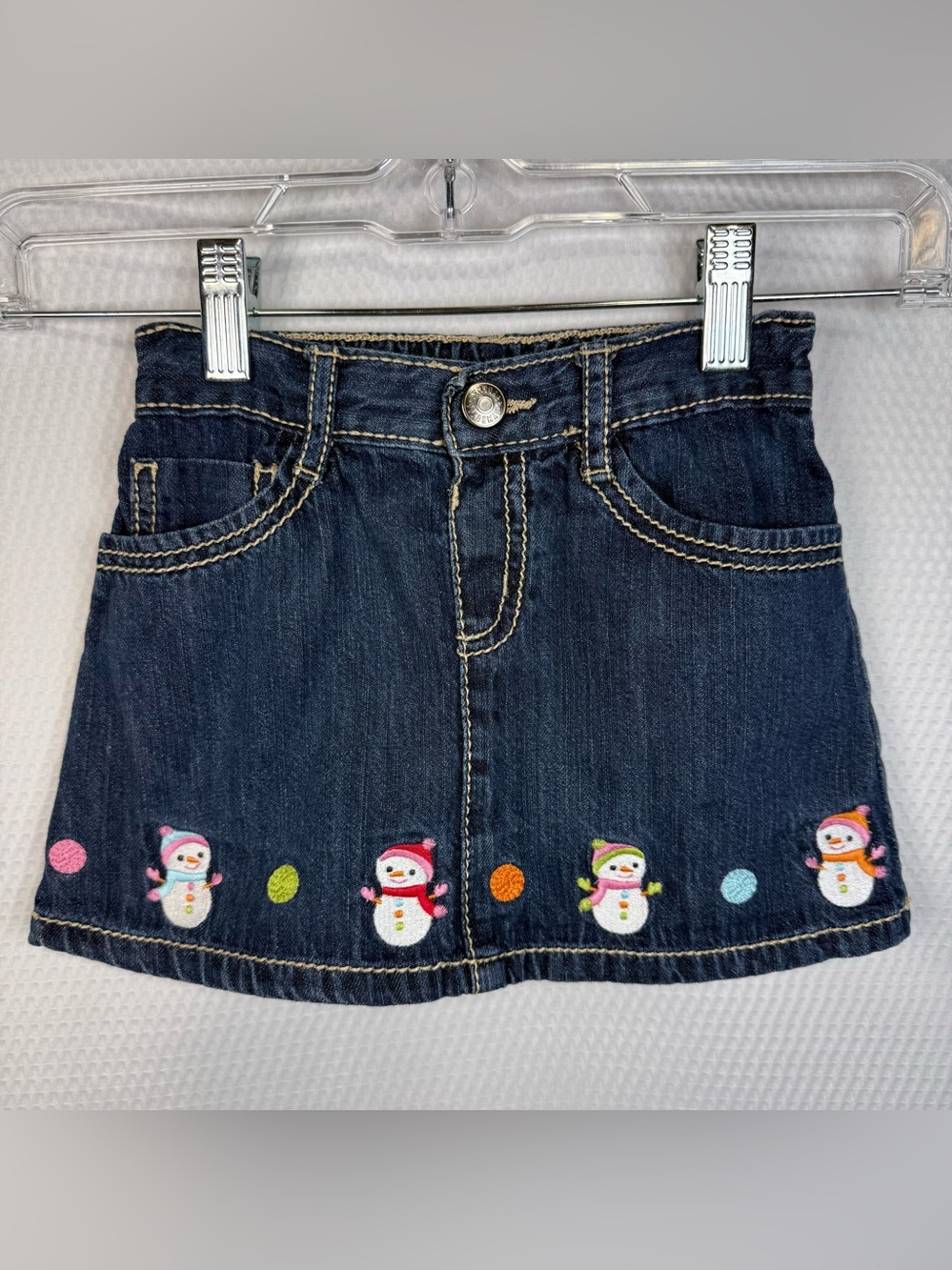 Gymboree Girls 2T Cozy Cutie Denim Skirt Snowman Embroidered Christmas Holiday - Picture 8 of 8